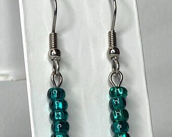 Handmade Beaded Dangle Earrings: Stainless Steel Drop Earrings
