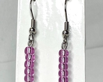 Beaded Dangle Earrings: Stainless Steel Drop Earrings