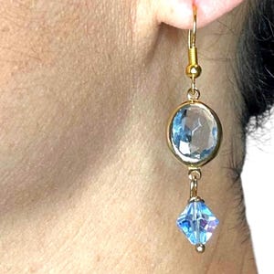 Blue Crystal Dangle Earrings, Drop Earrings