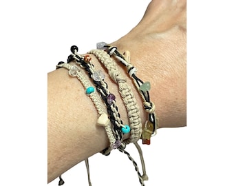 Multi Strand Bracelets Hemp Jewelry SALE Braided Adjustable Knotted Bracelet Set