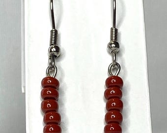Handmade Beaded Dangle Earrings: Stainless Steel Drop Earrings