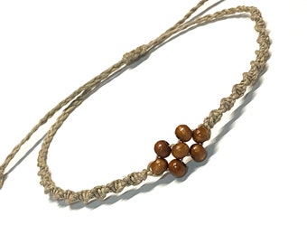 Hemp Bracelets for Women or Men Macrame Stackable Wood Hemp Bracelet Ankle Bracelet Hemp Jewelry Hemp Anklet