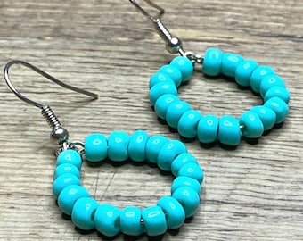 Beaded Nickel Free Hoops: Dangle Earrings