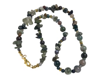 Natural Indian Agate Necklace Beaded Necklaces Handmade Jewelry Gifts for Her