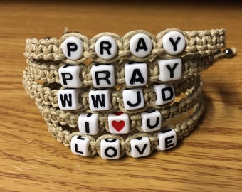 WWJD Bracelets Personalized Bracelet Hemp Bracelet Name Ankle Bracelet Christmas Gift Hemp Jewelry Wwjd Bracelet Anklet Hemp Boho Bracelet