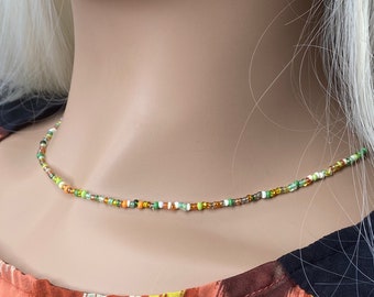 Boho Random Bead Choker Customizable Anklet Stackable Bracelet Dainty Necklace Minimalist Handmade Jewelry Beaded Necklaces