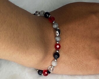 Adjustable Gemstone Bracelet, Stainless Steel Bracelet, Handmade Jewelry, Rutile Quartz Bracelet
