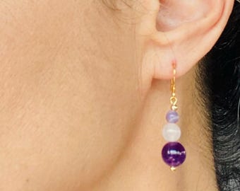 Amethyst Rose Quartz Earrings Dangle Earrings