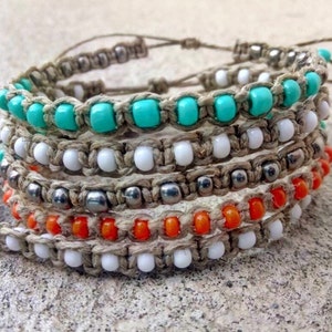 Stackable Hemp Bracelet Beaded Ankle Bracelet Handmade Hemp Bracelet Beach Anklet Hemp Jewelry Ankle Bracelet Boho Stackable Bracelet Boho