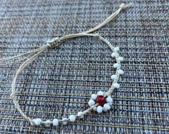 Anklet Bracelet Daisy Flower Hemp Jewelry Sping Summer Hemp Adjustable