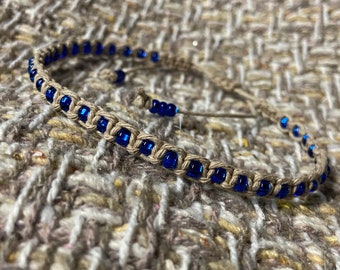 Sapphire Natural Hemp Ankle Bracelet Stackable Anklet