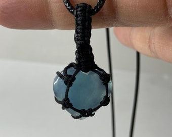 Small Blue Heart Necklace: Caged Crystal Pendant Handmade Jewelry