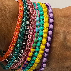 Handmade Beaded Bracelets Colorful Adjustable Beaded Bracelet Stackable Bracelet, String Bracelets Summer Jewelry