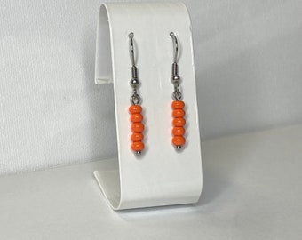 Beaded Dangle Earrings Drop Earrings, Beaded Stick Earrings, Stainless Steel Earrings, Bridesmaid Gifts, Earrings for Her
