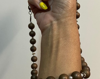 Antique Bronze Necklace, Jewelry Gifts for Her, Beaded Necklace with Small Pearls, Brown Jewelry, Pearl Necklaces