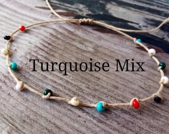 Knotted Hemp Anklet Bead Hemp Anklet Bracelet Hemp Bracelet Adjustable Bracelet Hemp Boho Ankle Bracelets Multicolor Bracelet Hemp Bracelets
