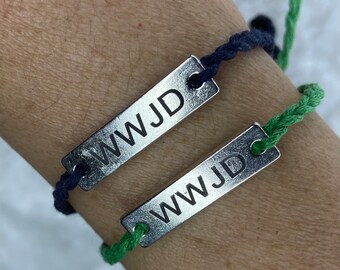 Easter Basket Stuffer WWJD Bracelets Adjustable Braided Bar Bracelet Wwjd Bracelet Christian Jewelry Hemp String Anklet Custom Jewelry