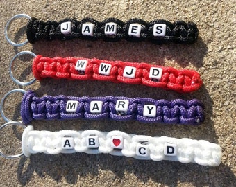 Personalized Paracord Keychain, WWJD, Personalized Keychain,  Name Keychain, Key Holder,  Candmjewelrydesigns.