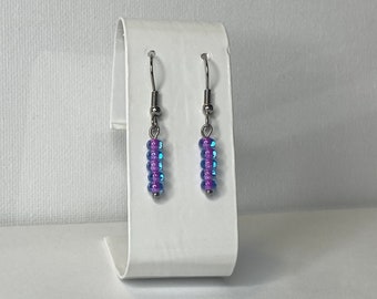 Beaded Dangle Earrings Drop Earrings, Beaded Stick Earrings, Stainless Steel Earrings, Bridesmaid Gifts, Earrings for Her