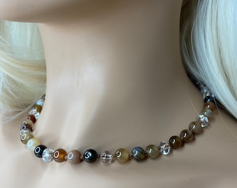 Agate Beaded Necklace Knotted Necklaces for Women, Mother’s Day, Anniversary Gift for Her, Agate Necklace Beaded Necklaces, Handmade Jewelry