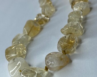 Chunky Boho Yellow Beaded Necklace, Citrine November Birthstone Gifts for Her