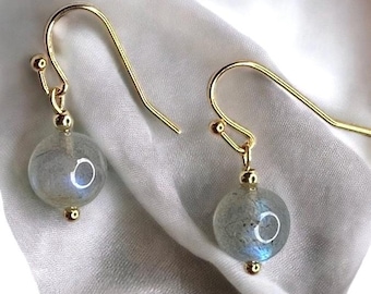 Gold Labradorite Earrings Handmade Jewelry Gifts for Women Boho Jewellery Bead Drop Dangle Gemstone