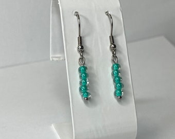 Beaded Dangle Earrings Drop Earrings, Beaded Stick Earrings, Stainless Steel Earrings, Bridesmaid Gifts, Earrings for Her