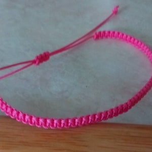 Pink Macrame Ankle Bracelet: Adjustable Nylon Cord