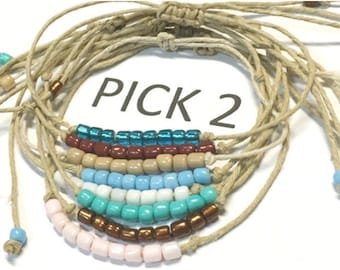Handmade Beaded Bracelets Hemp Anklet Thin Beaded Bracelet Hemp Bracelet Beachy Jewelry Hemp Jewelry Gifts Hemp Anklet Bracelet
