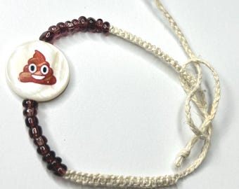 Tie-on Poop Emoji Hemp Ankle Bracelet Hemp Anklet Hemp Bracelet Beach Anklet Summer Anklets Beaded Youth Anklet Hemp Anklet Hemp Bracelets