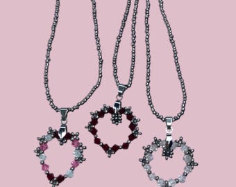 Crystal Heart Pendants Beaded Necklaces 18 Inch Custom Pendant Choker Necklace Handmade Jewelry Gifts for Women