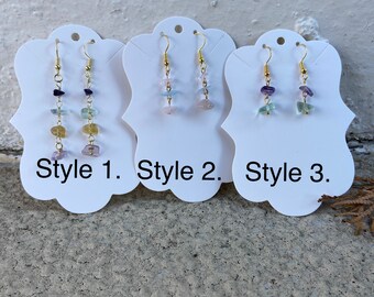 Fluorite Chip Bead Dangle Earrings Dangle and Drop Earrings, Wire Wrapped Earrings, Wire Wrapped Jewelry, Lightweight Earrings, Long Earring