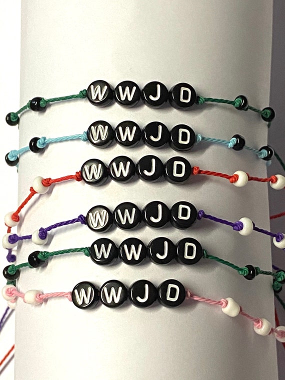 WWJD Bracelet for Girls Adjustable Hemp Bracelet Custom Jewelry Name Bracelet Personalized Jewelry String Bracelet