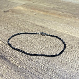 9” Black Ankle Bracelet Beaded Anklet