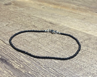 9” Black Ankle Bracelet Beaded Anklet