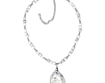 Teardrop Howlite Pendant Beaded Stacking Necklaces for Women Christmas Gifts
