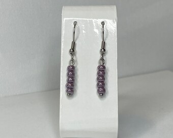 Stainless Steel Earrings, Beaded Dangle Earrings Drop Earrings, Beaded Stick Earrings, Bridesmaid Gifts, Earrings for Her