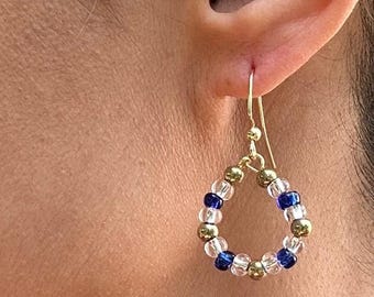 Handmade Hoop Earrings Glass Beads Dangle Drop Earring