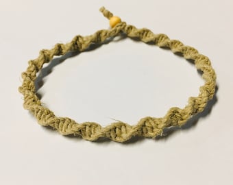 Hemp Ankle Bracelet Spiral Handmade Natural Hemp Bracelet Braided Bracelet, Man Ankle Bracelet Friendship Bracelet 48Lb Hemp Bracelet.