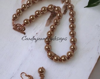 Mother of the Bride Pearl Necklace Dangle Earrings Jewelry Sets, Gifts