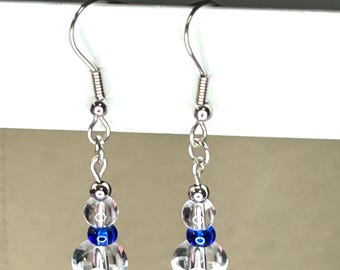 Handmade Crystal Dangle Earrings: Hypoallergenic Stainless Steel