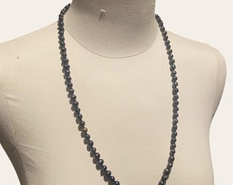 Black Pearl Necklace Handmade Knotted Beaded Necklaces for Women