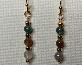 Agate Earrings Gold Gemstone Earrings