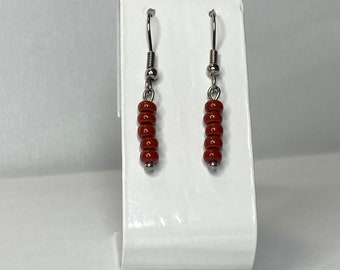 Beaded Dangle Earrings Drop Earrings, Beaded Stick Earrings, Stainless Steel Earrings, Bridesmaid Gifts, Earrings for Her