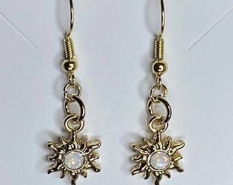Boho Sun Dangle Earrings, Drop Earrings for Her, Gold Earrings