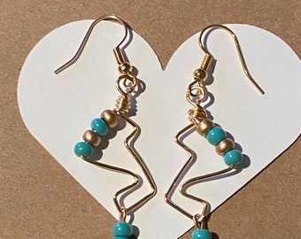 Funky Earrings Wire Wrapped Dangle Drop Earrings for Women Unique Handmade Jewelry