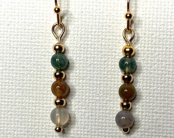 Agate Earrings Gold Gemstone Earrings