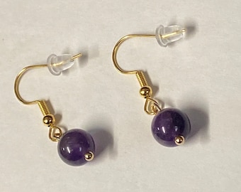 Amethyst Earrings Dangle Drop Earrings, Small Dangle Earrings, Gold Earrings Dangle