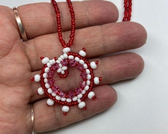 Hidden Heart Pendant Beaded Necklace 18 Inch Handmade Jewelry Gifts for Women