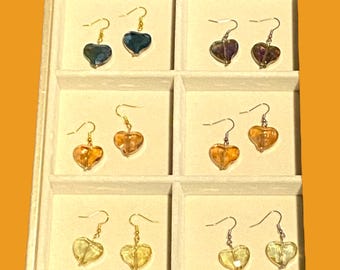 Glass Heart Earrings Dangle and Drop Earrings for Women Valentines Day Gifts